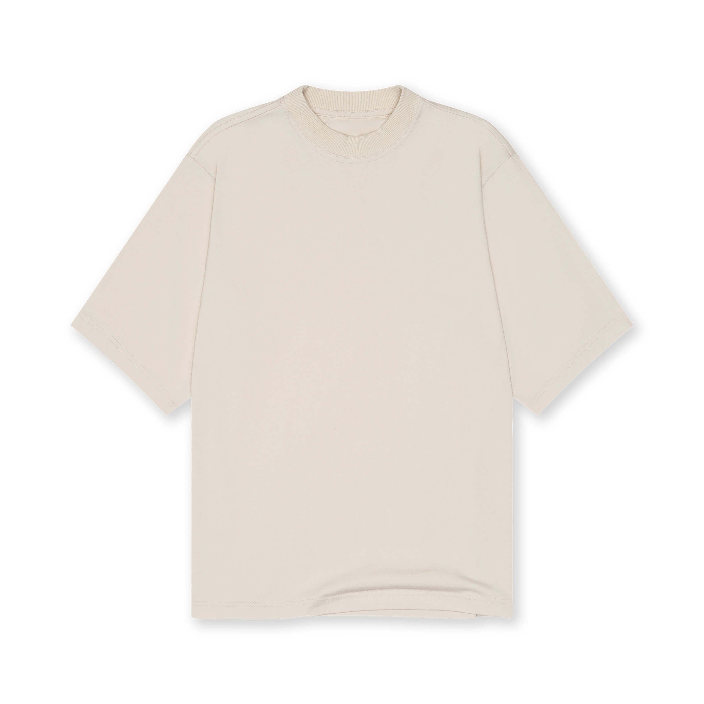 Mock Neck Oversized T Shirt - STONE