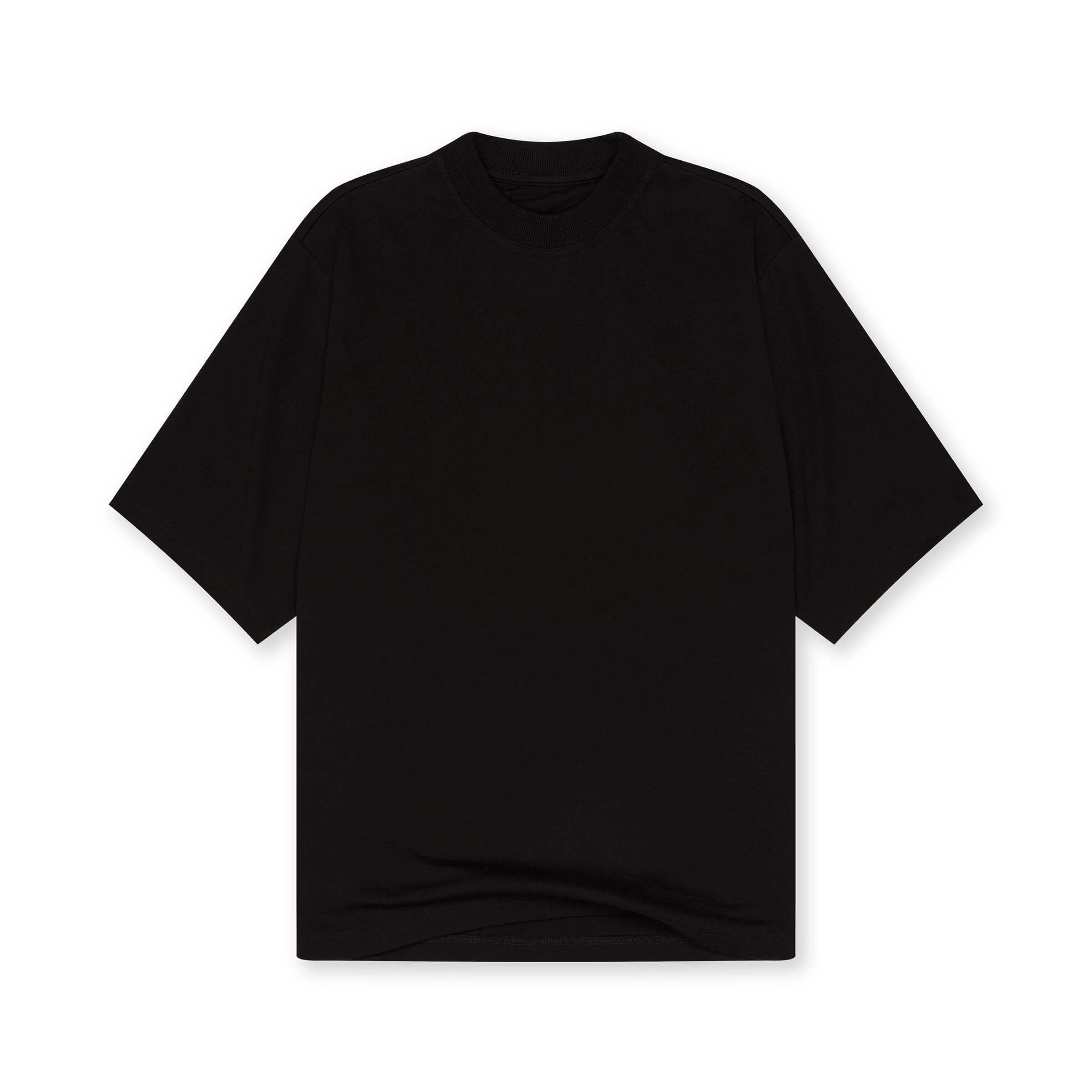 Mock Neck Oversized T Shirt - BLACK
