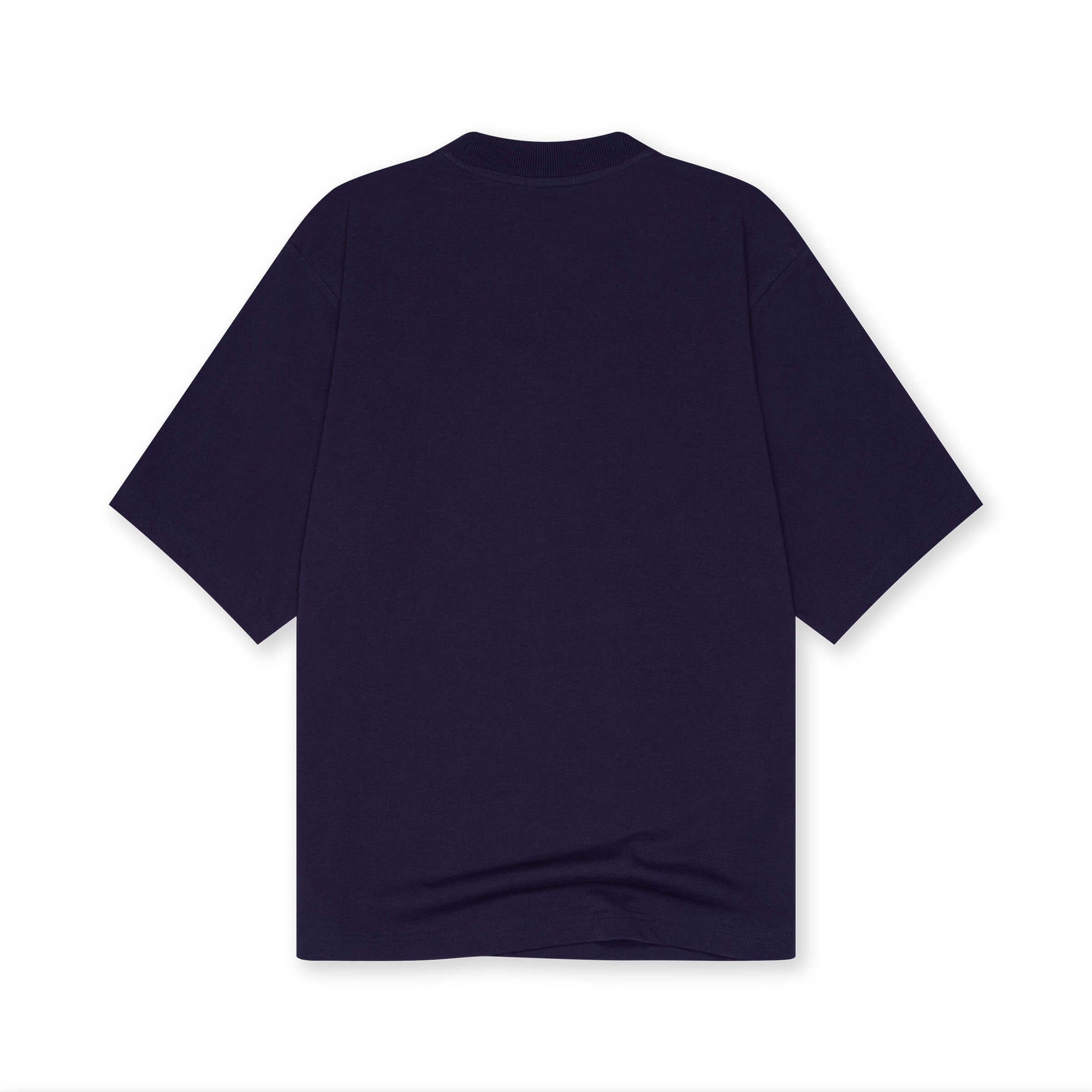 Navy Round Neck Band Oversize Shirt