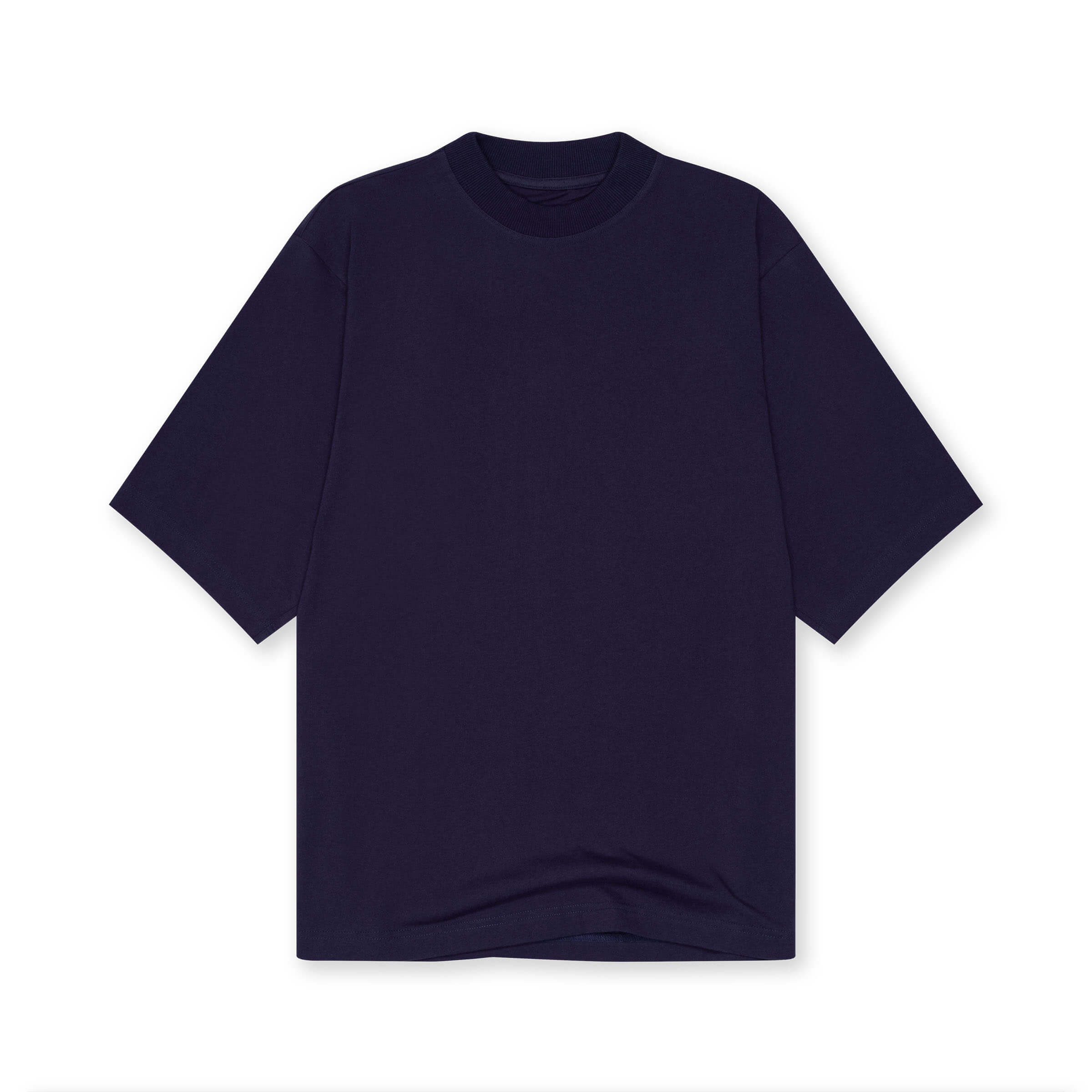 Mock Neck Oversized T Shirt - NAVY