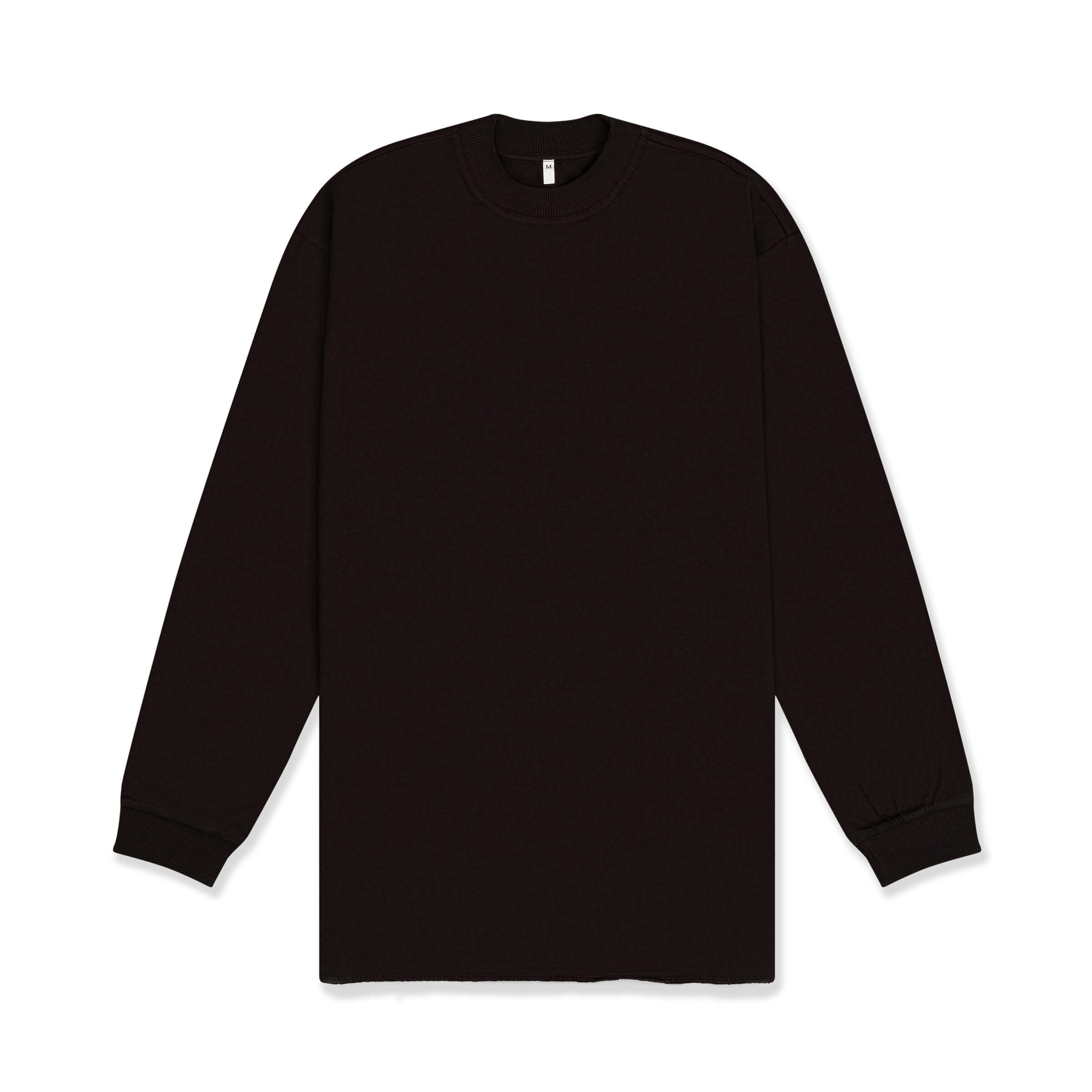 Mock Neck Long Sleeve T Shirt - Vintage Black